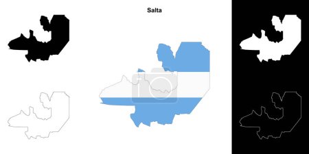 Salta province outline map set