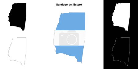 Illustration for Santiago del Estero province outline map set - Royalty Free Image