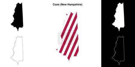 Coos County (New Hamshire) umrissenes Kartenset