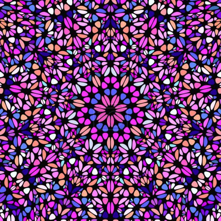 Fondo colorido geométrico radial flor mosaico patrón - diseño vector floral psicodélico