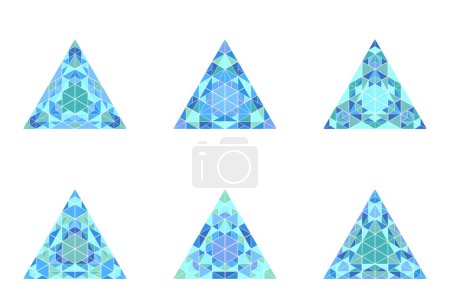 Isolated ornate triangle pyramid logo template set - polygonal colorful geometrical abstract vector graphics