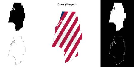 Conjunto de mapas de contorno del Condado de Coos (Oregon)
