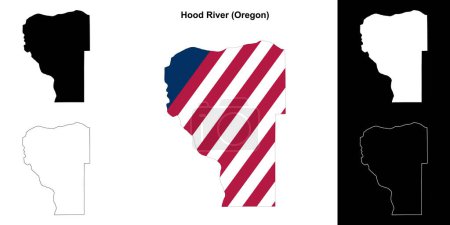 Hood River County (Oregon) outline map set