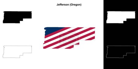 Ilustración de Conjunto de mapas de contorno del Condado de Jefferson (Oregon) - Imagen libre de derechos