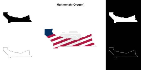 Multnomah County (Oregon) outline map set