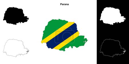 Parana state outline map set