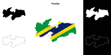 Paraiba state outline map set