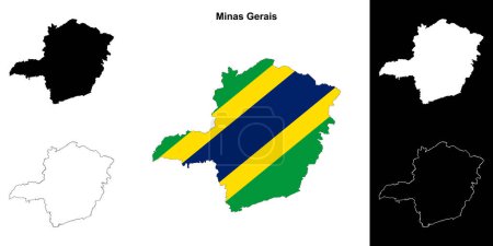 Minas Gerais state outline map set