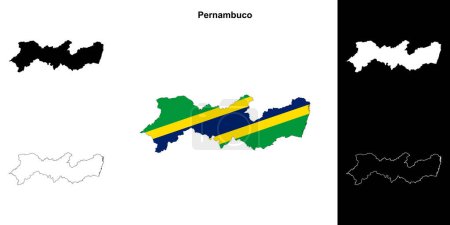 Illustration for Pernambuco state outline map set - Royalty Free Image