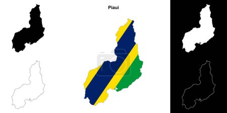 Piaui state outline map set