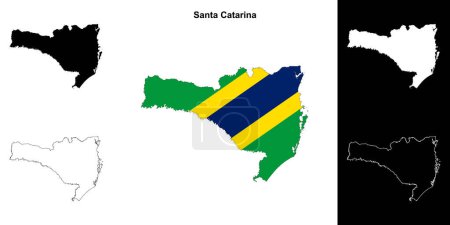 Illustration for Santa Catarina state outline map set - Royalty Free Image