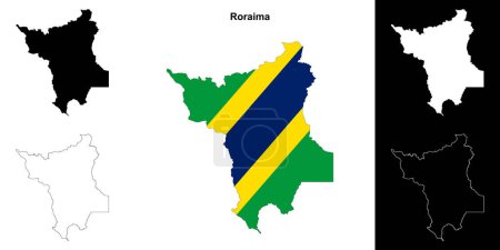Roraima state outline map set