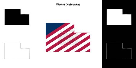 Téléchargez les illustrations : Carte générale du comté de Wayne (Nebraska) - en licence libre de droit