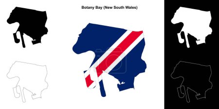 Botany Bay (New South Wales) outline map set