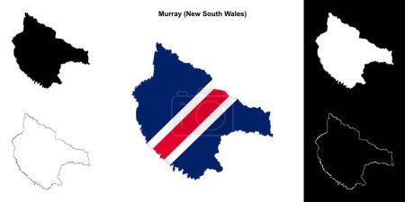 Illustration for Murray (New South Wales) outline map set - Royalty Free Image