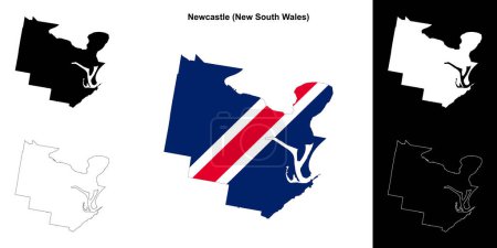 Newcastle (New South Wales) outline map set