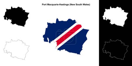 Port Macquarie-Hastings (New South Wales) outline map set