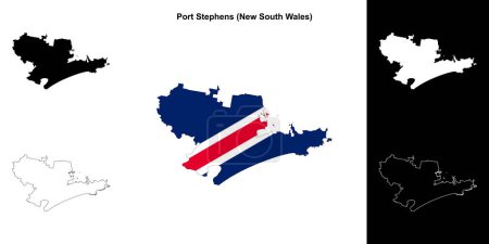 Illustration for Port Stephens (New South Wales) outline map set - Royalty Free Image