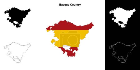 Basque Country blank outline map set