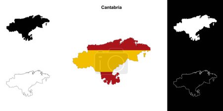 Cantabria blank outline map set