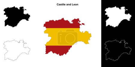 Castile and Leon blank outline map set
