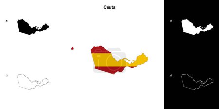 Ceuta blank outline map set