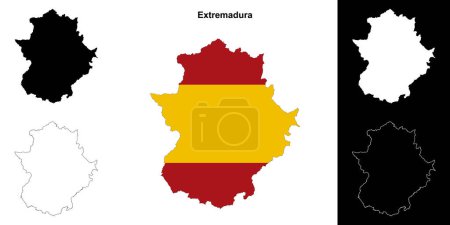 Extremadura blank outline map set
