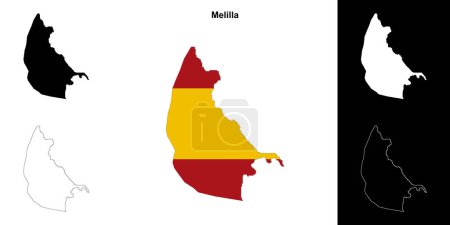 Melilla blank outline map set