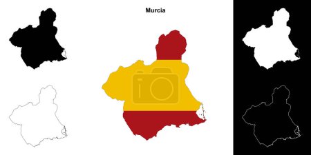 Murcia contorno en blanco mapa conjunto