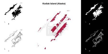 Kodiak Island Borough (Alaska) outline map set