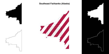 Illustration for Southeast Fairbanks Borough (Alaska) outline map set - Royalty Free Image