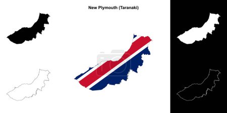 New Plymouth blank outline map set