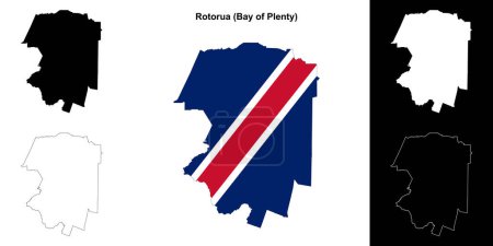 Rotorua blank outline map set