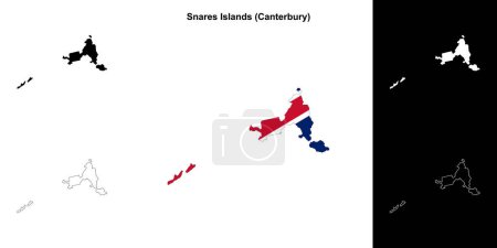Snares Islands blank outline map set