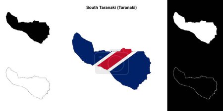 Illustration for South Taranaki blank outline map set - Royalty Free Image