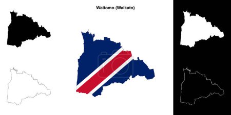 Waitomo blank outline map set