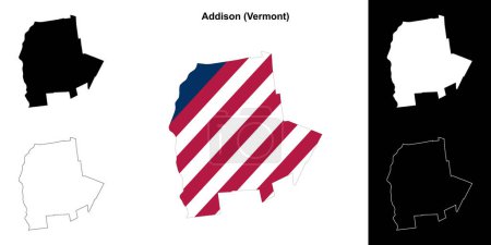 Illustration for Addison County (Vermont) outline map set - Royalty Free Image