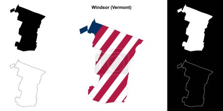 Windsor County (Vermont) outline map set