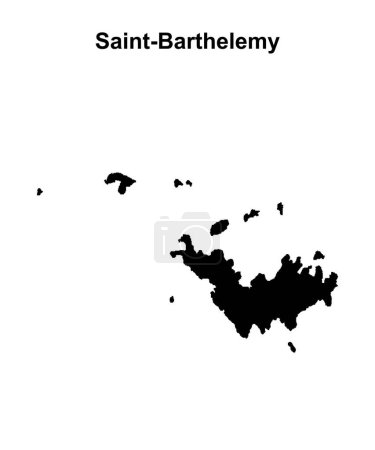 Saint-Barthelemy en blanco esquema mapa de diseño