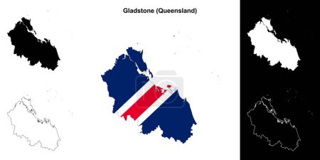 Illustration for Gladstone (Queensland) outline map set - Royalty Free Image
