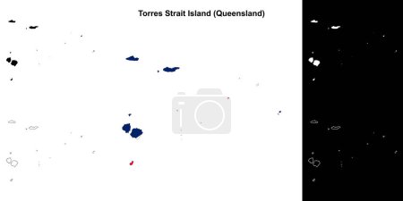 Torres Strait Island (Queensland) outline map set
