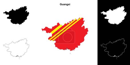 Guangxi province outline map set