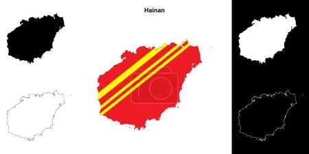 Hainan province outline map set