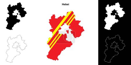 Hebei province outline map set