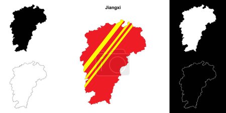 Jiangxi province outline map set
