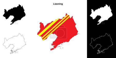 Liaoning province outline map set