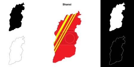 Shanxi province outline map set
