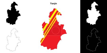 Tianjin province outline map set