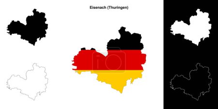 Illustration for Eisenach (Thuringen) blank outline map set - Royalty Free Image