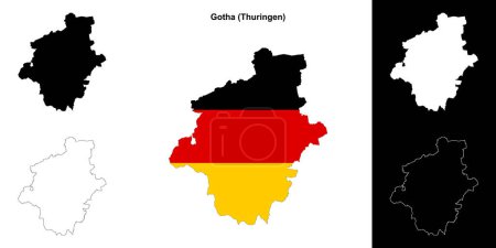 Illustration for Gotha (Thuringen) blank outline map set - Royalty Free Image